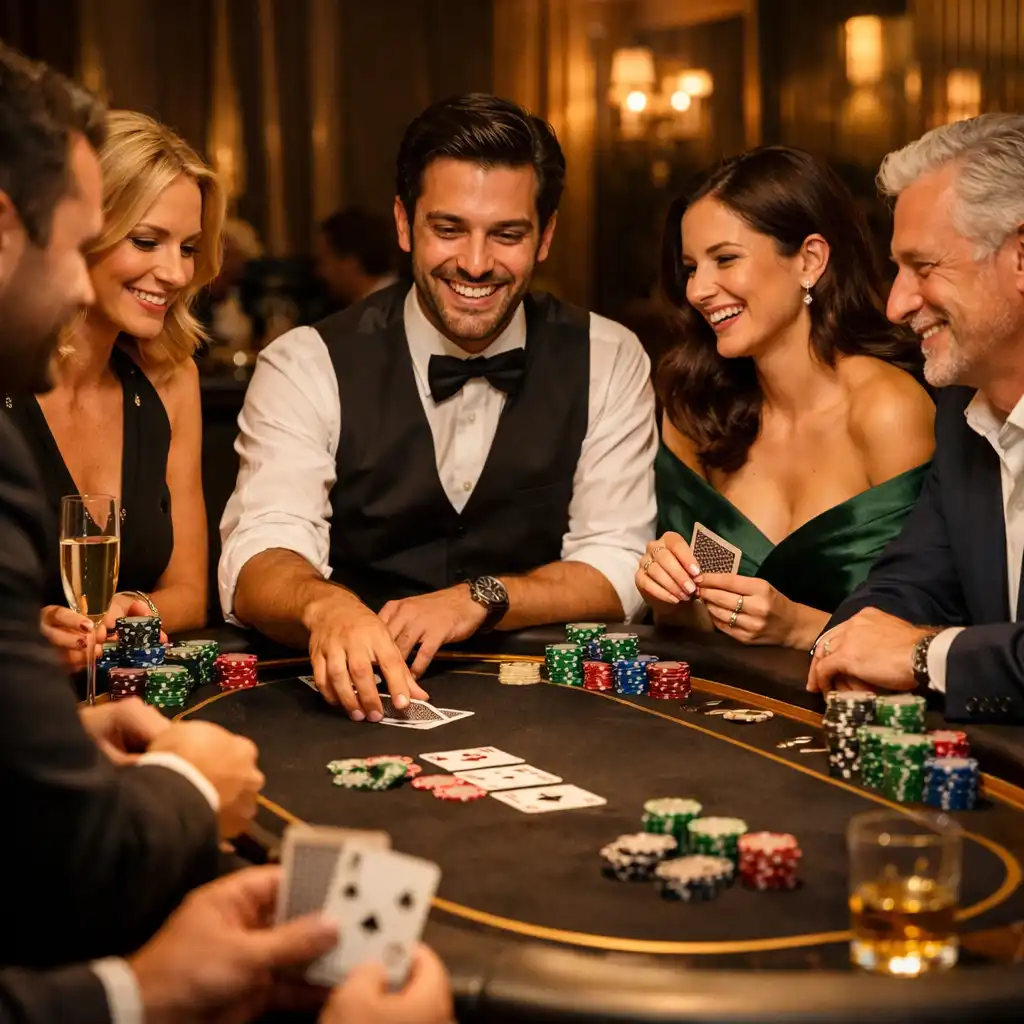 Animation poker de luxe avec croupier professionnel lors d’une soirée Hol' IN