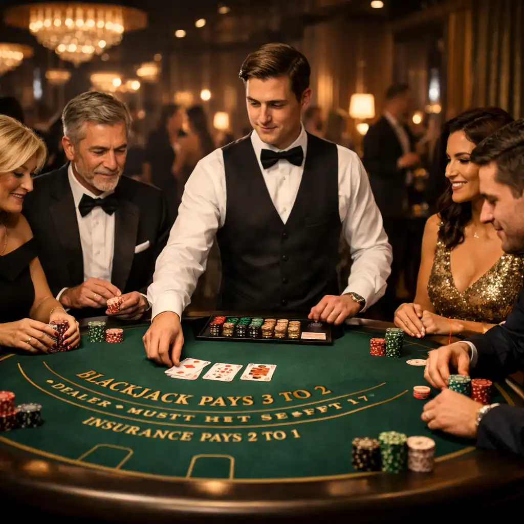 Table de blackjack élégante lors d’une soirée événementielle Hol' IN