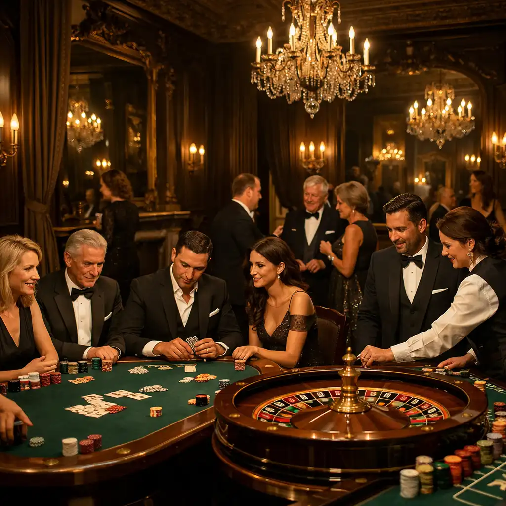 Table de casino élégante lors d’une soirée sans argent réel organisée par Hol' IN