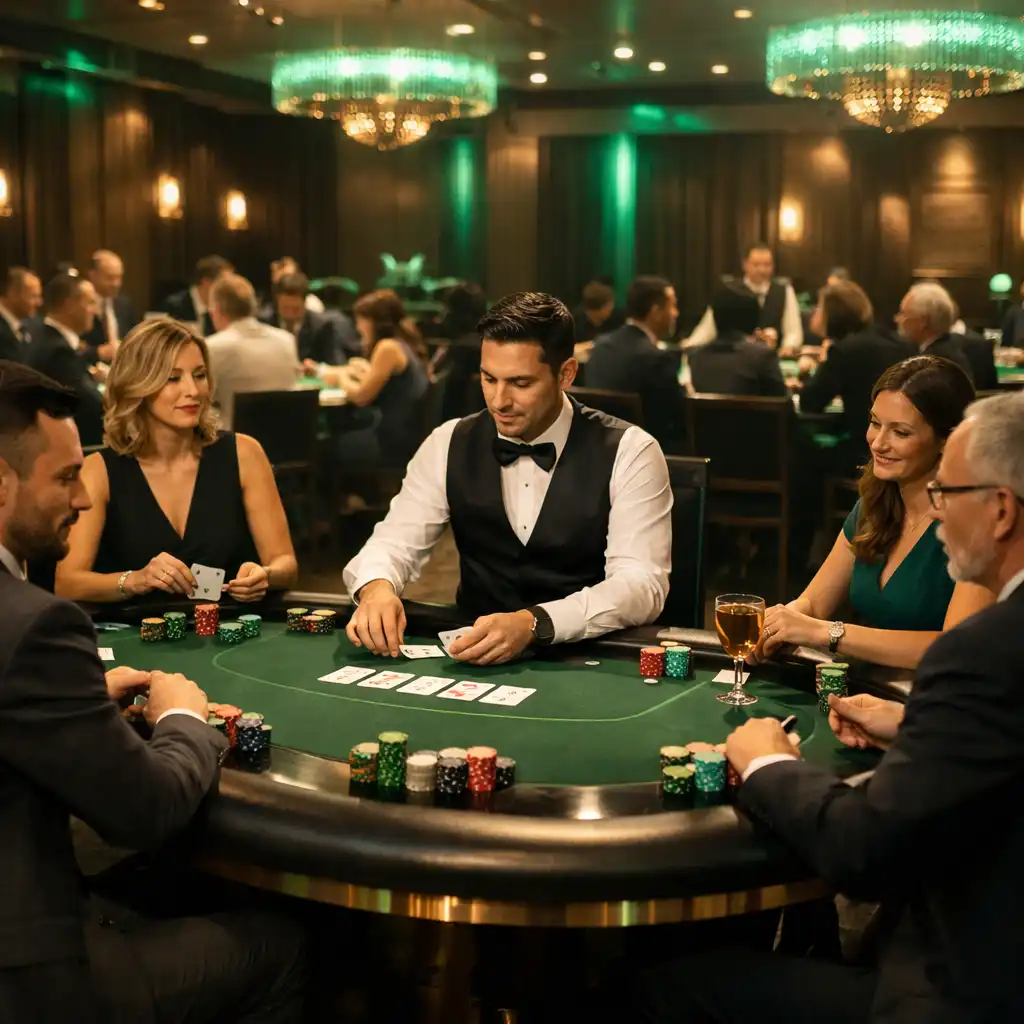Table de poker élégante lors d’une soirée d’entreprise organisée par Hol' IN